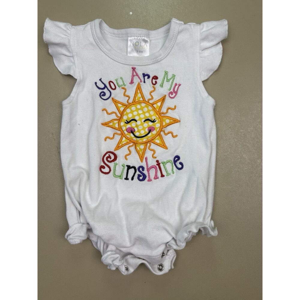 Baby Girl Sunshine Romper NOLA Blanks White Embroidered Bodysuit 3-6M Cute